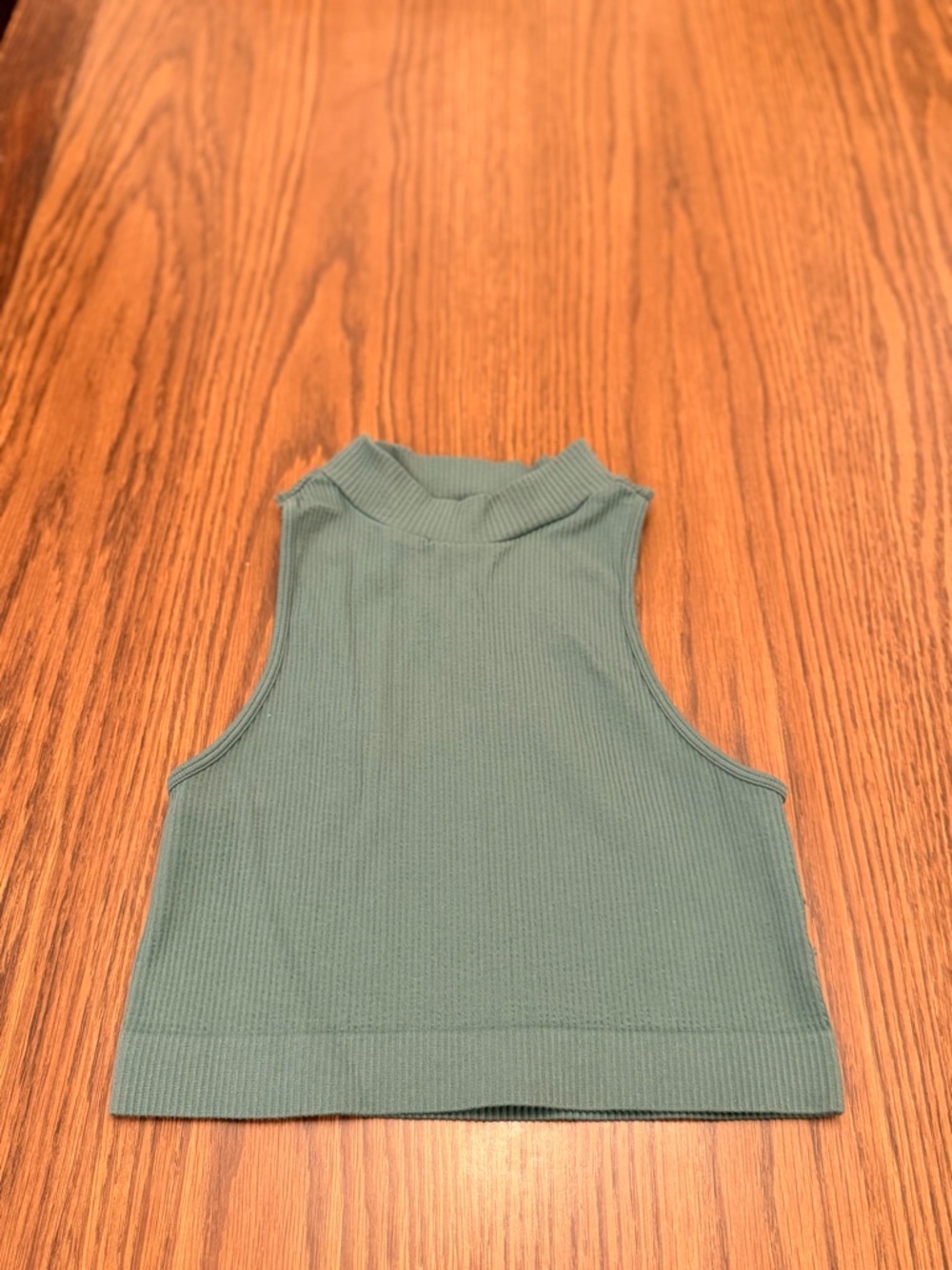Aeropostale Ribbed Mock Neck Cropped Tank Top -  Green
